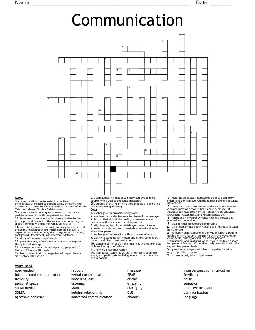 Communication  Crossword