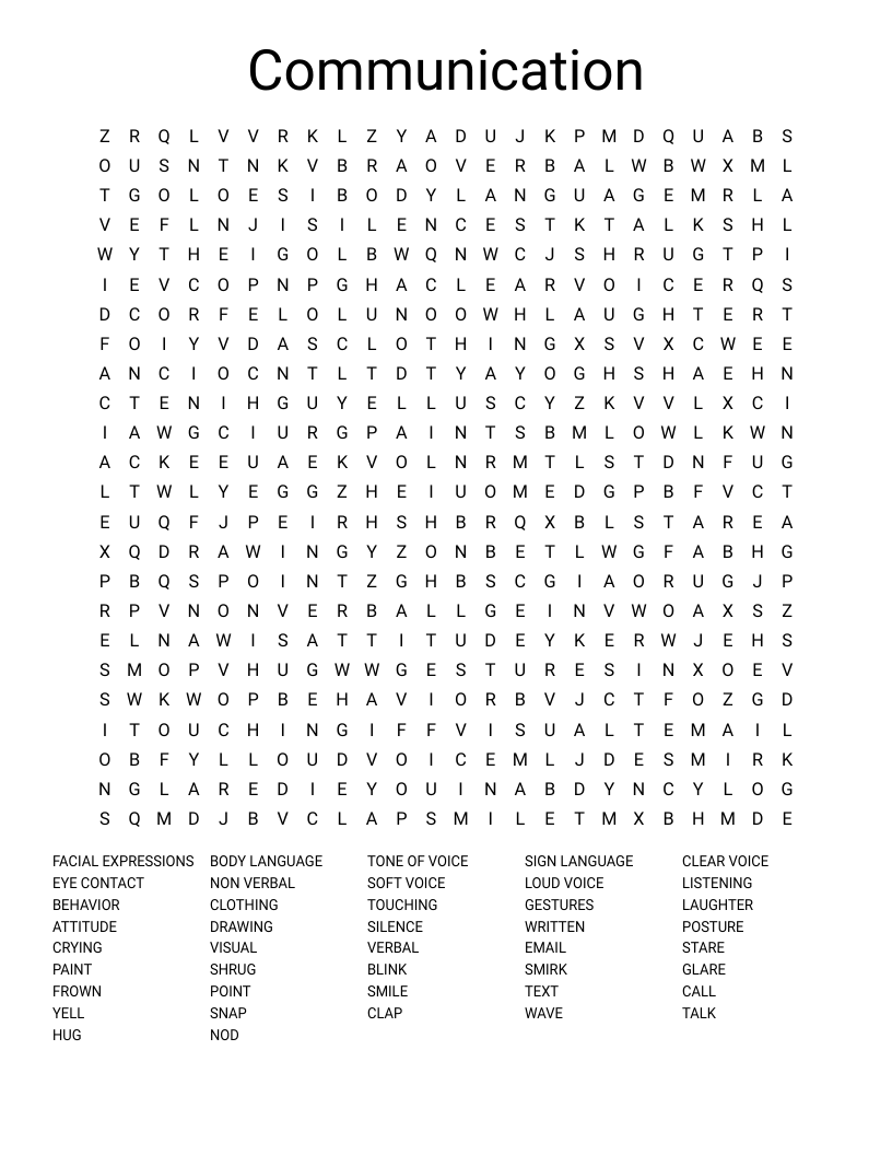 Communication  Word Search