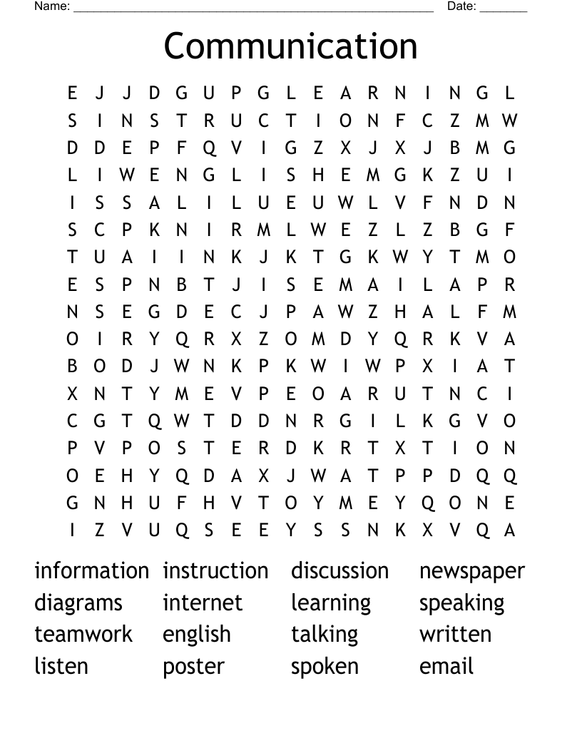 Communication  Word Search
