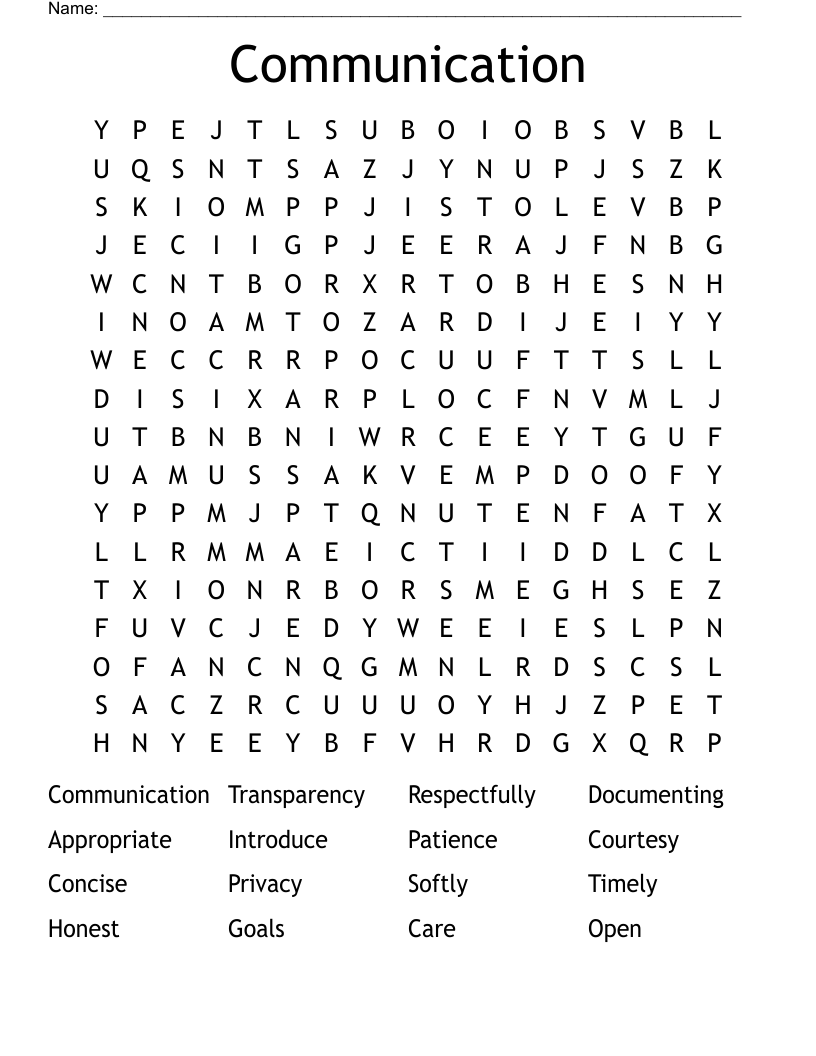 Communication  Word Search
