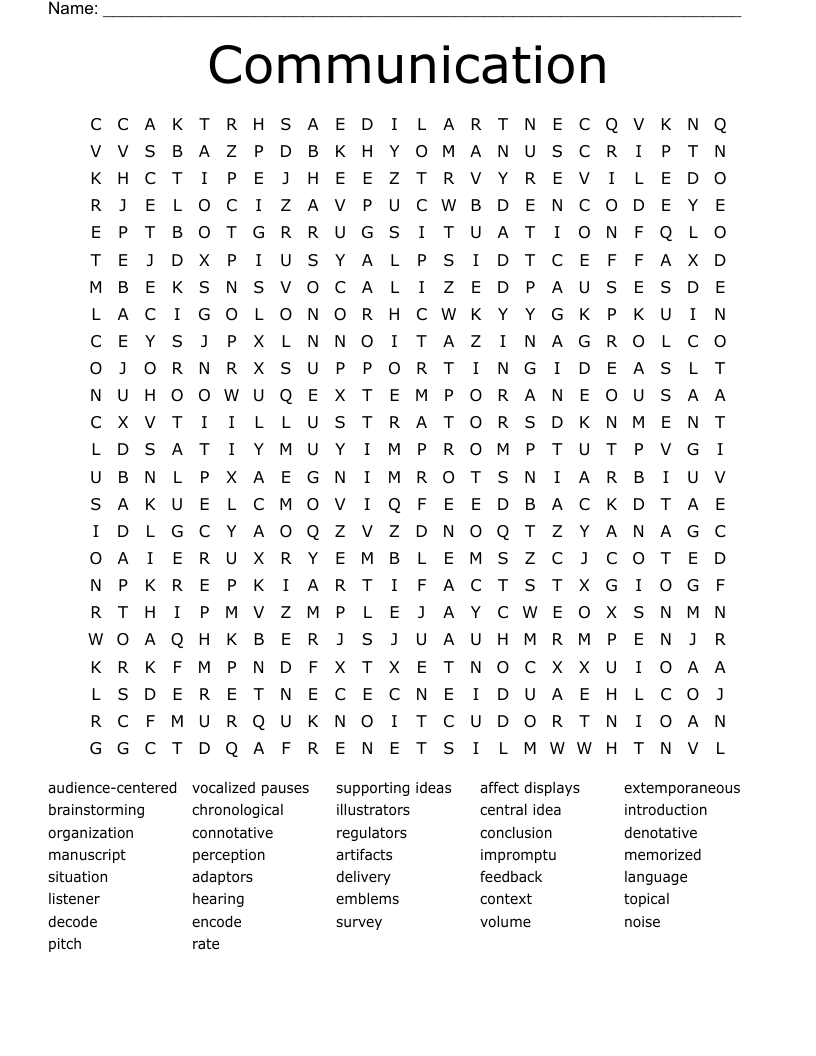 Communication  Word Search