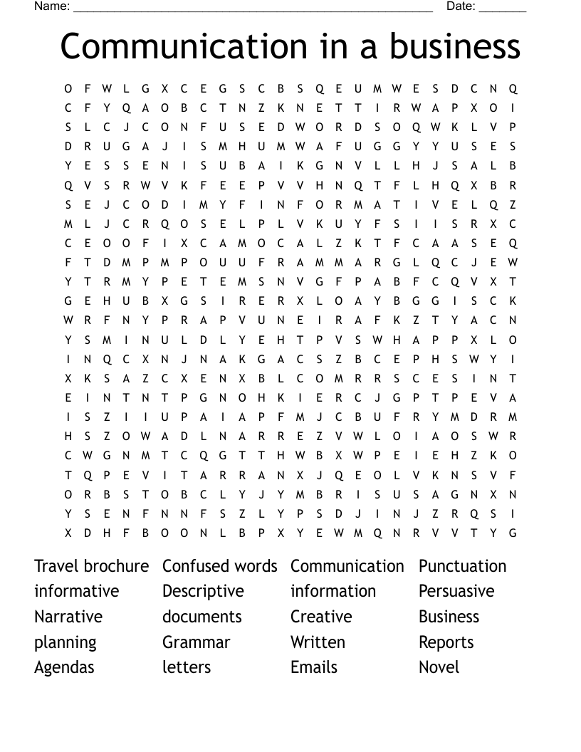 Communication in a business Word Search