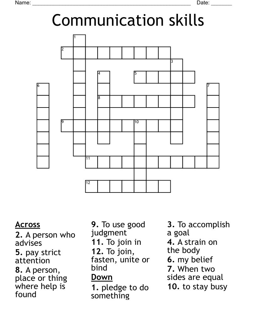 Communication skills Crossword