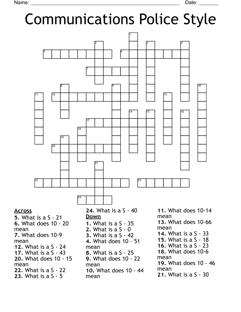 Communications Police Style Crossword