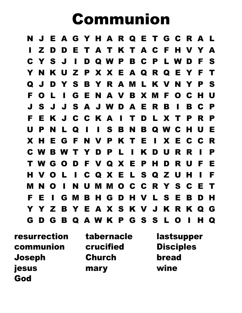 Communion Word Search