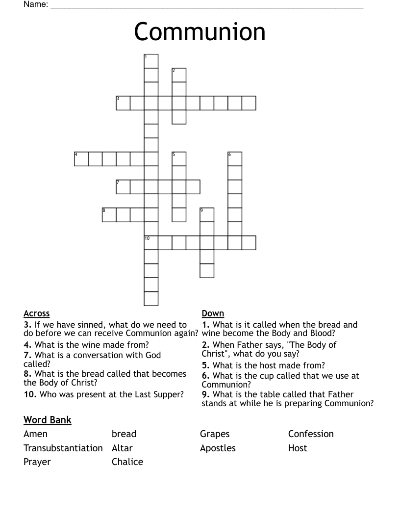 Communion Crossword