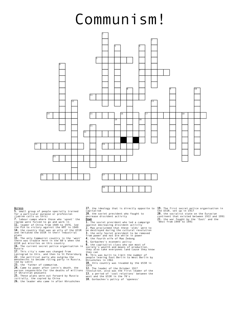 Communism! Crossword
