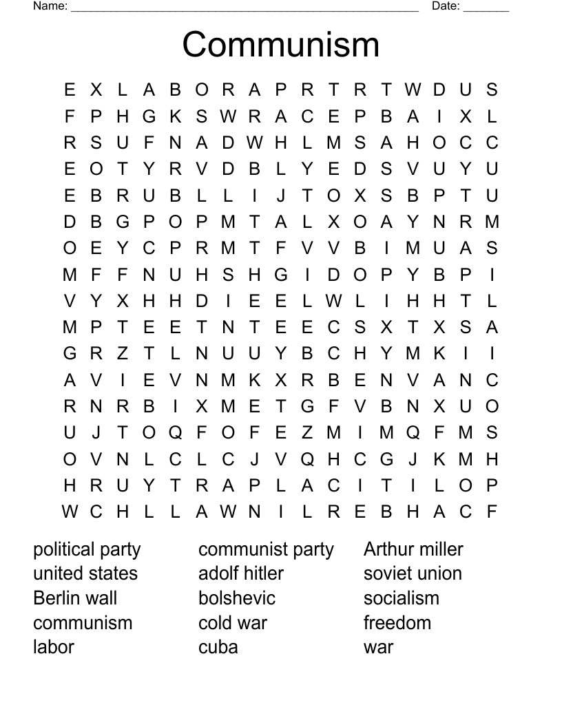 Communism Word Search