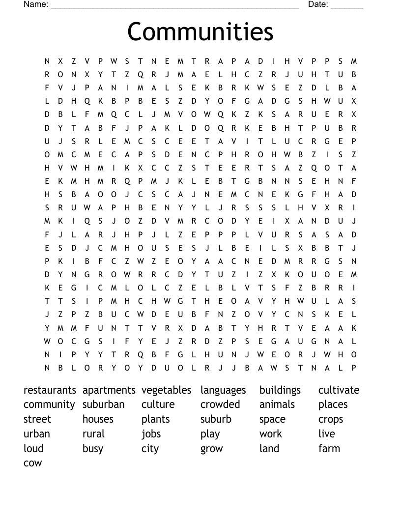 Communities Word Search