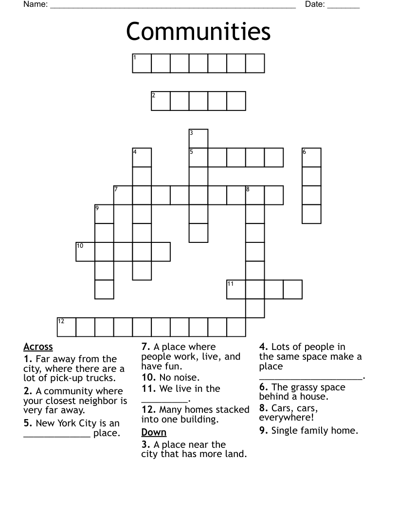Communities Crossword