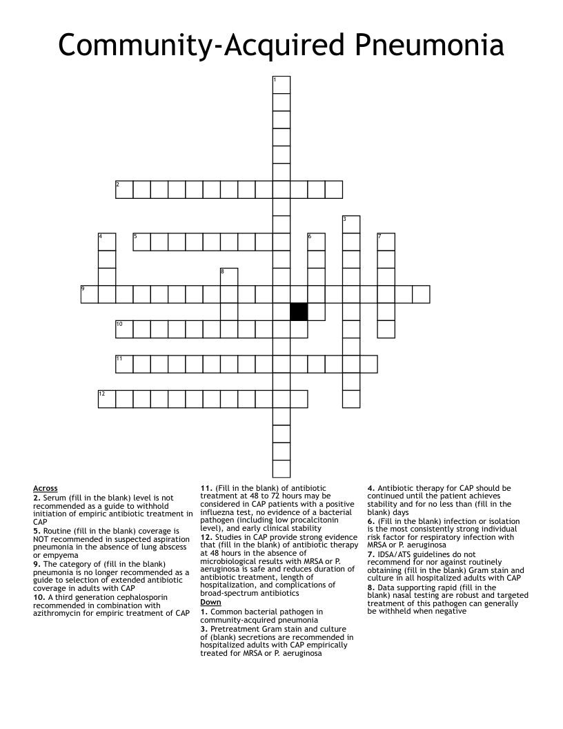 Community-Acquired Pneumonia Crossword