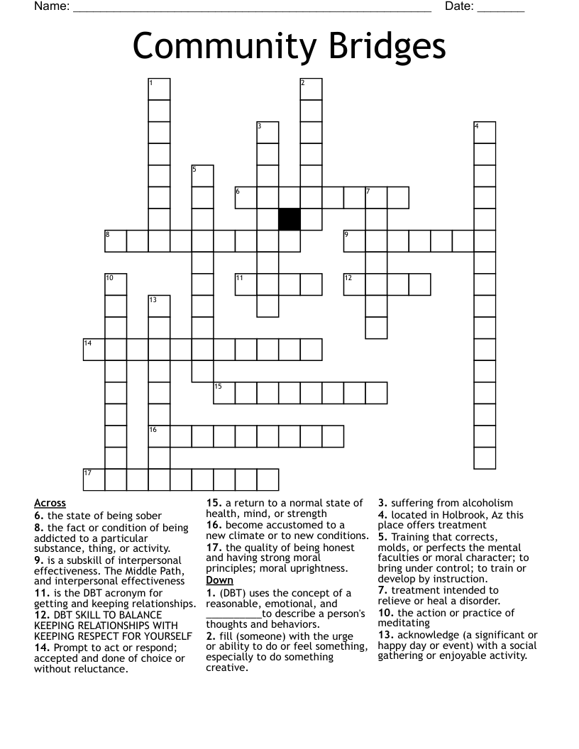 Community Bridges Crossword