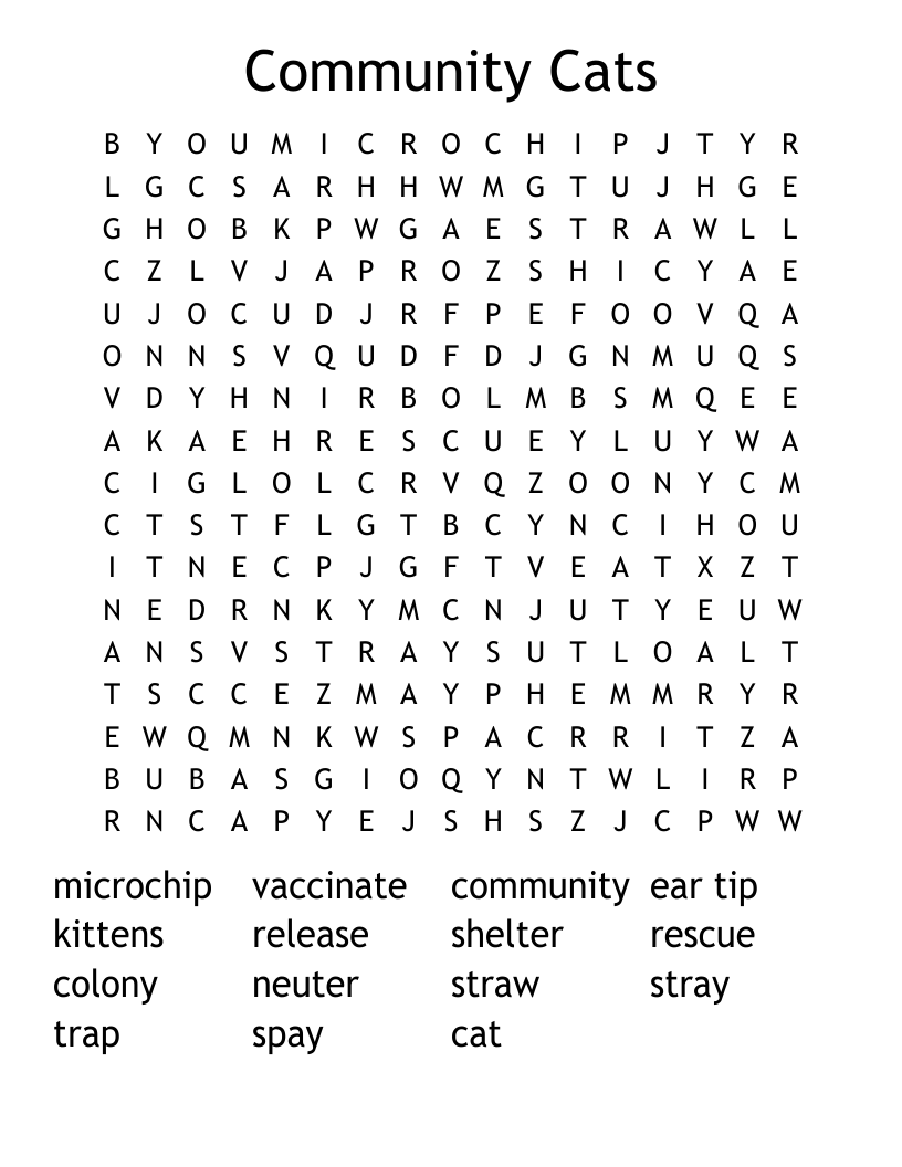 Community Cats Word Search