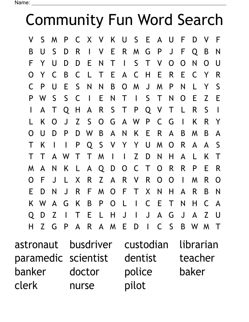Community Fun Word Search