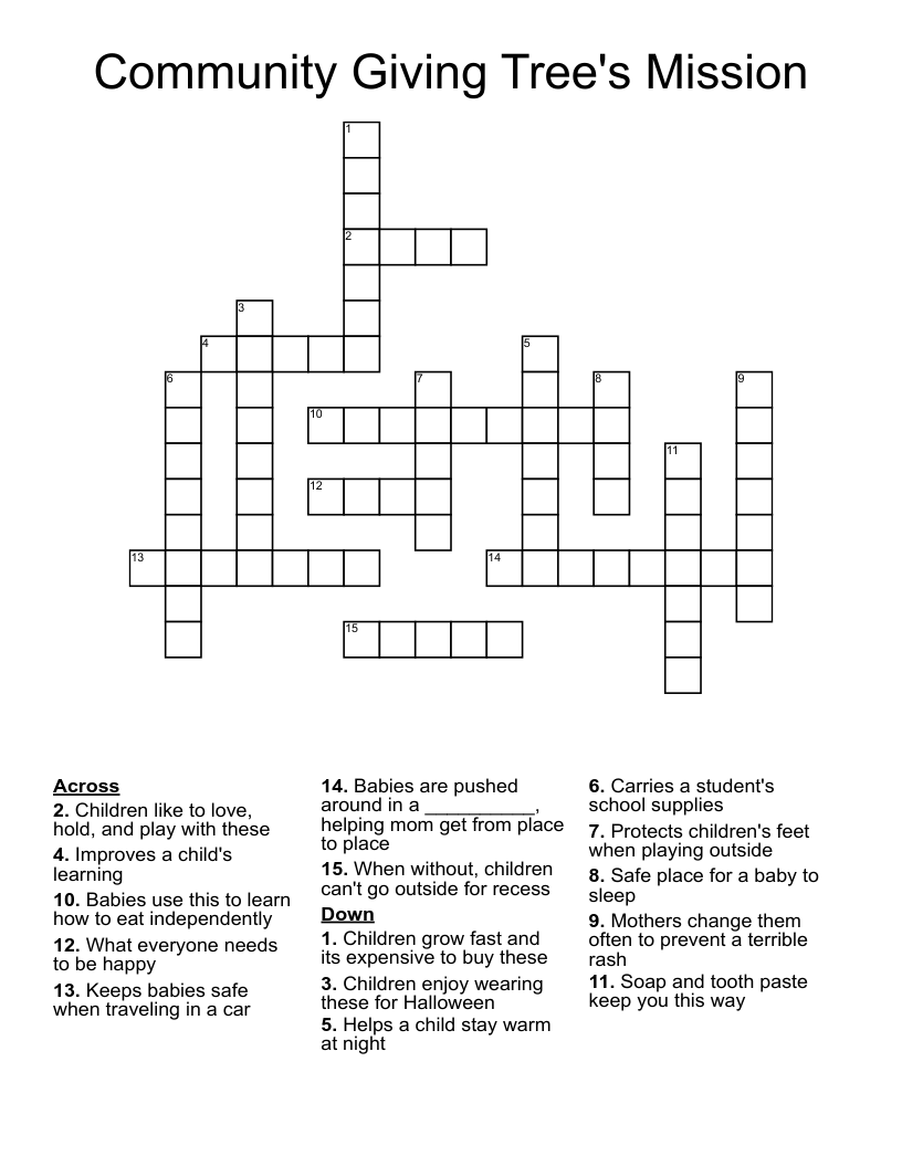 Community Giving Tree's Mission Crossword