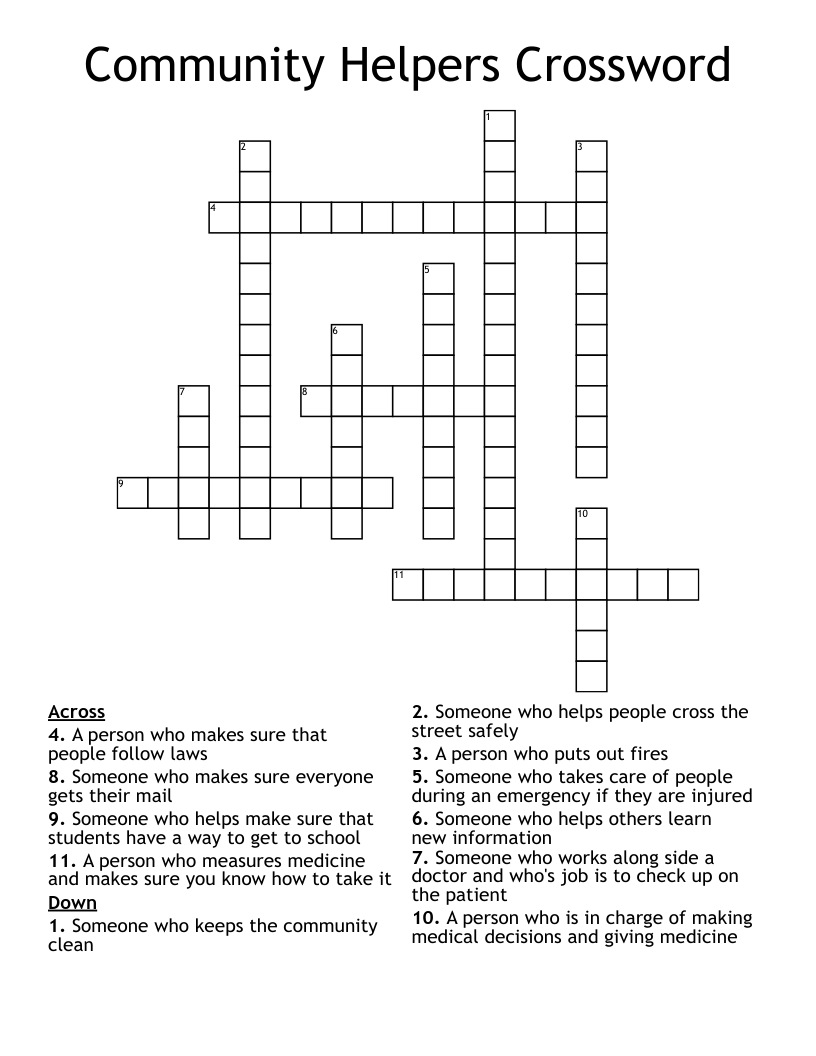 Community Helpers Crossword