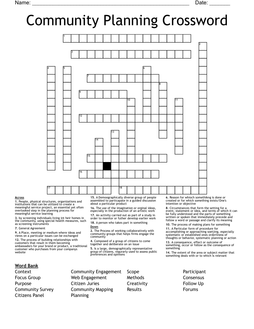 Community Planning Crossword