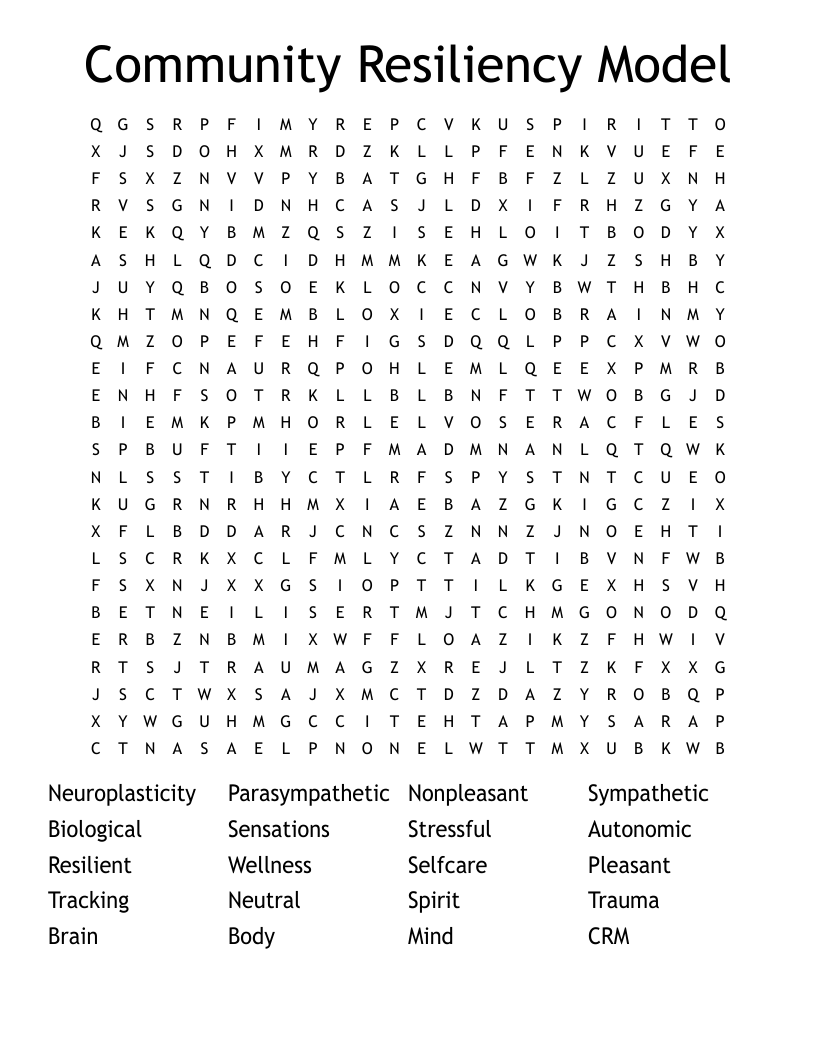 Community Resiliency Model Word Search