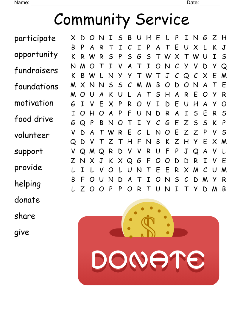 Community Service Word Search