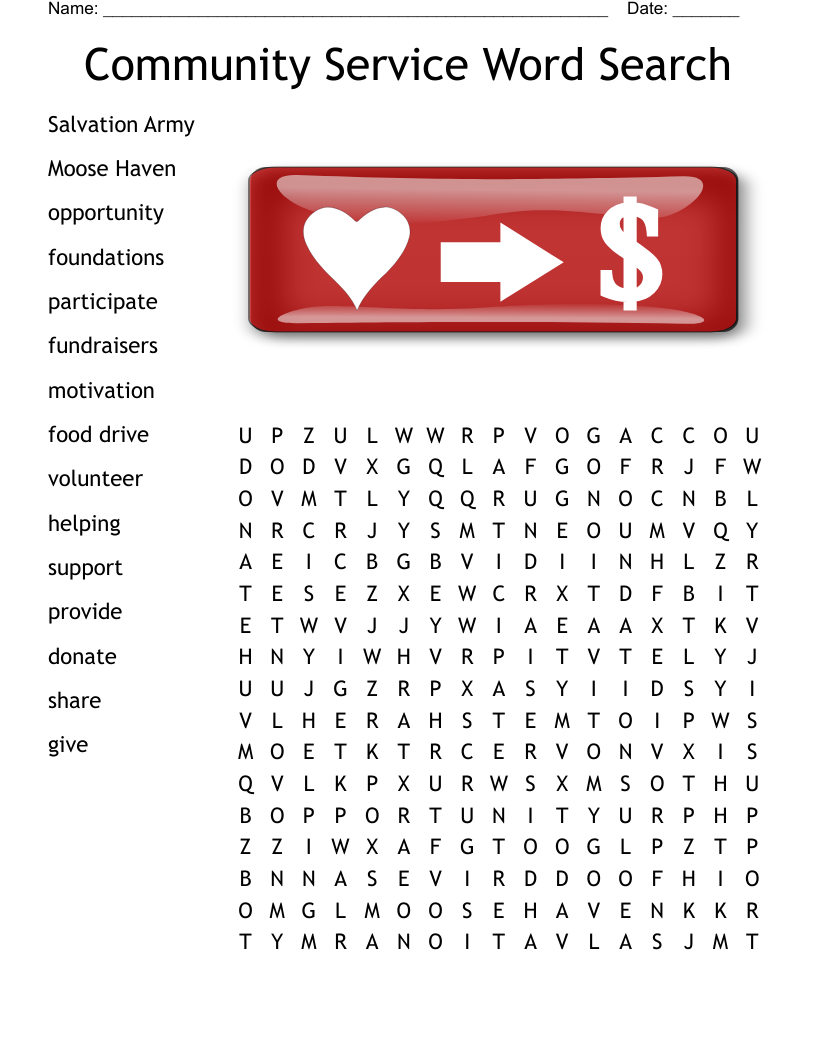Community Service Word Search
