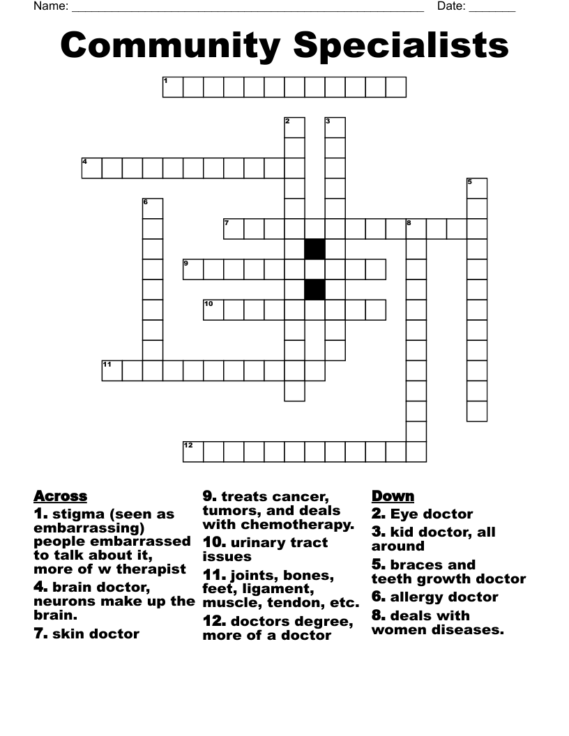 Community Specialists Crossword