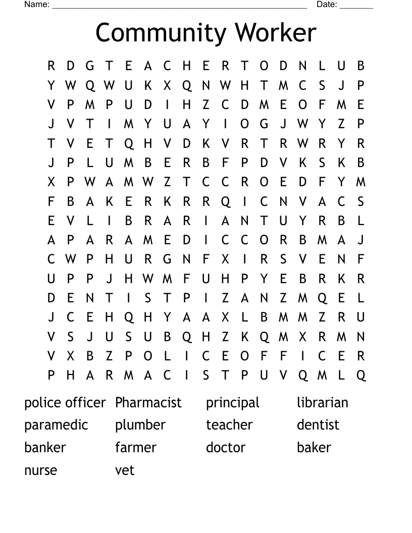 Community Worker Word Search