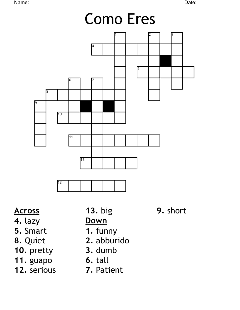 Como Eres Crossword