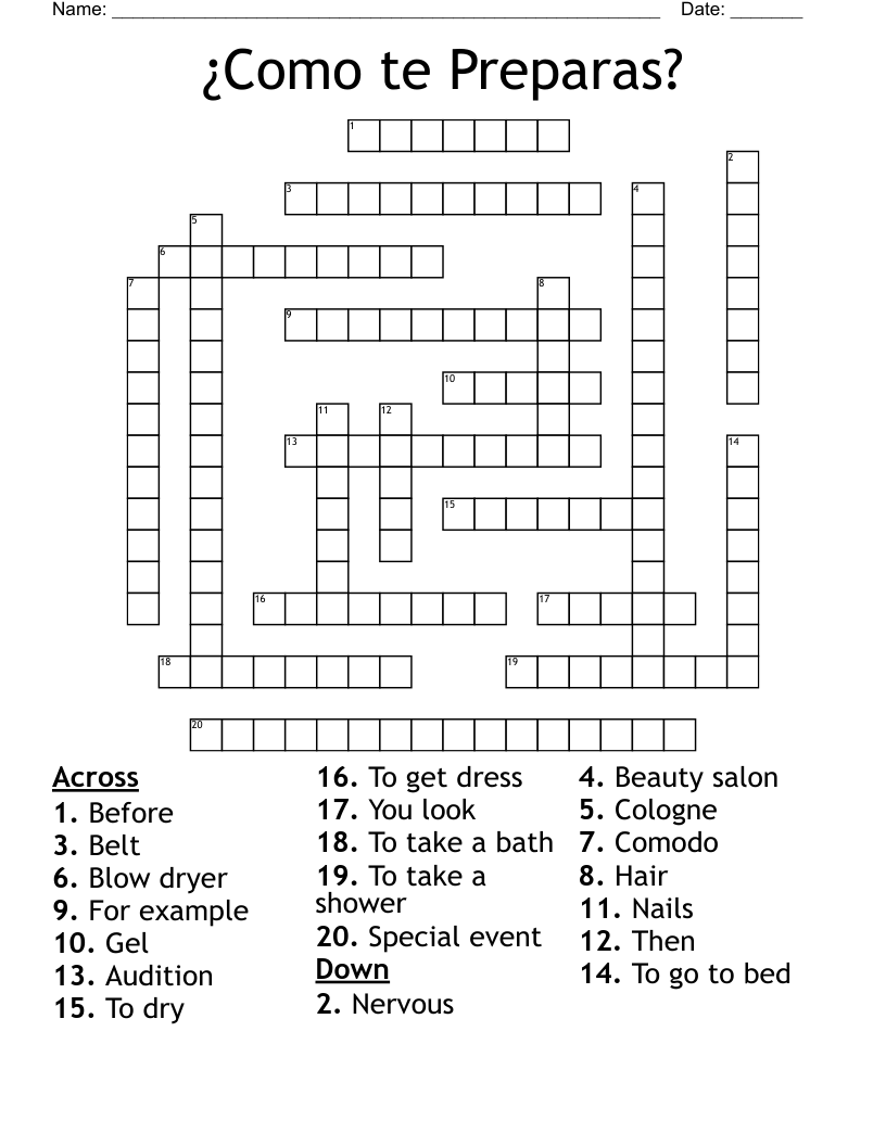 ¿Como te Preparas? Crossword