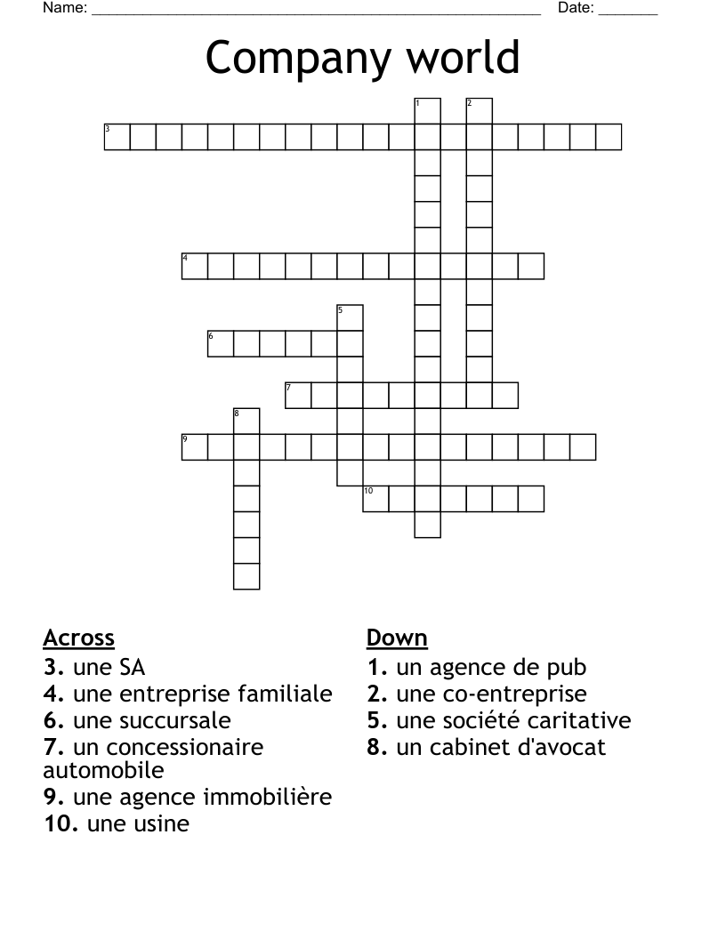 Company world Crossword