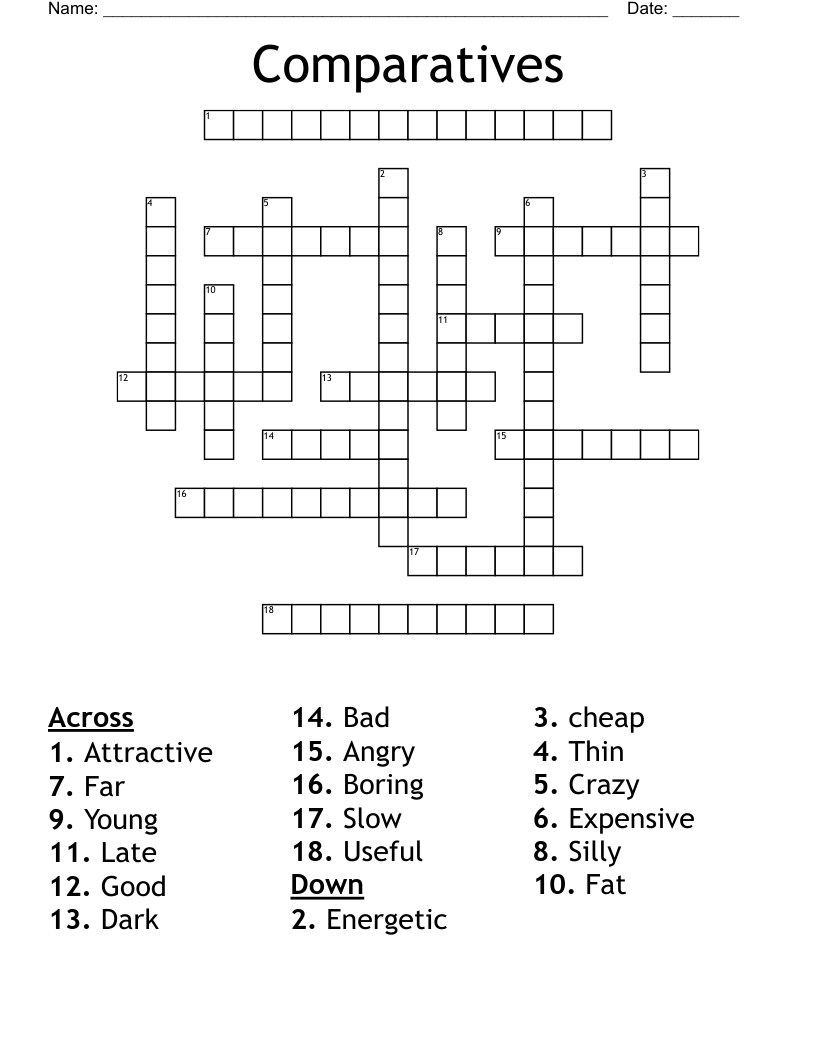 Comparatives Crossword
