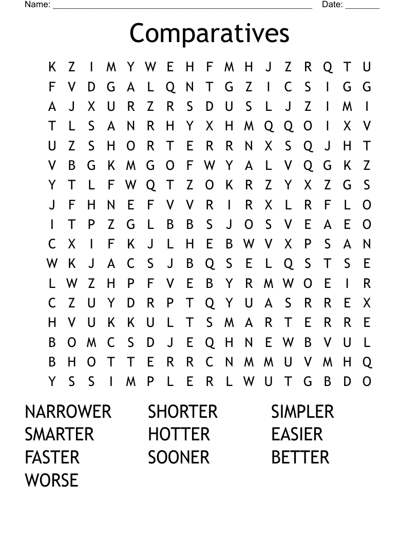 Comparatives Word Search