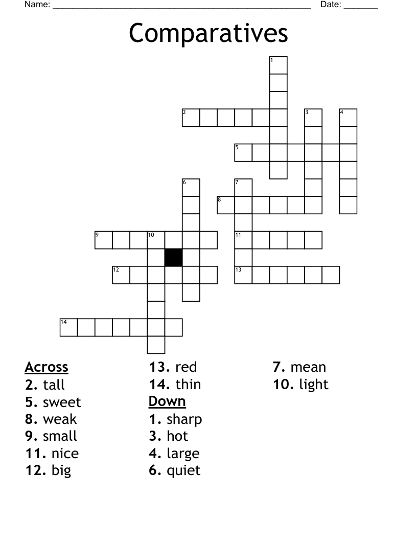 Comparatives Crossword