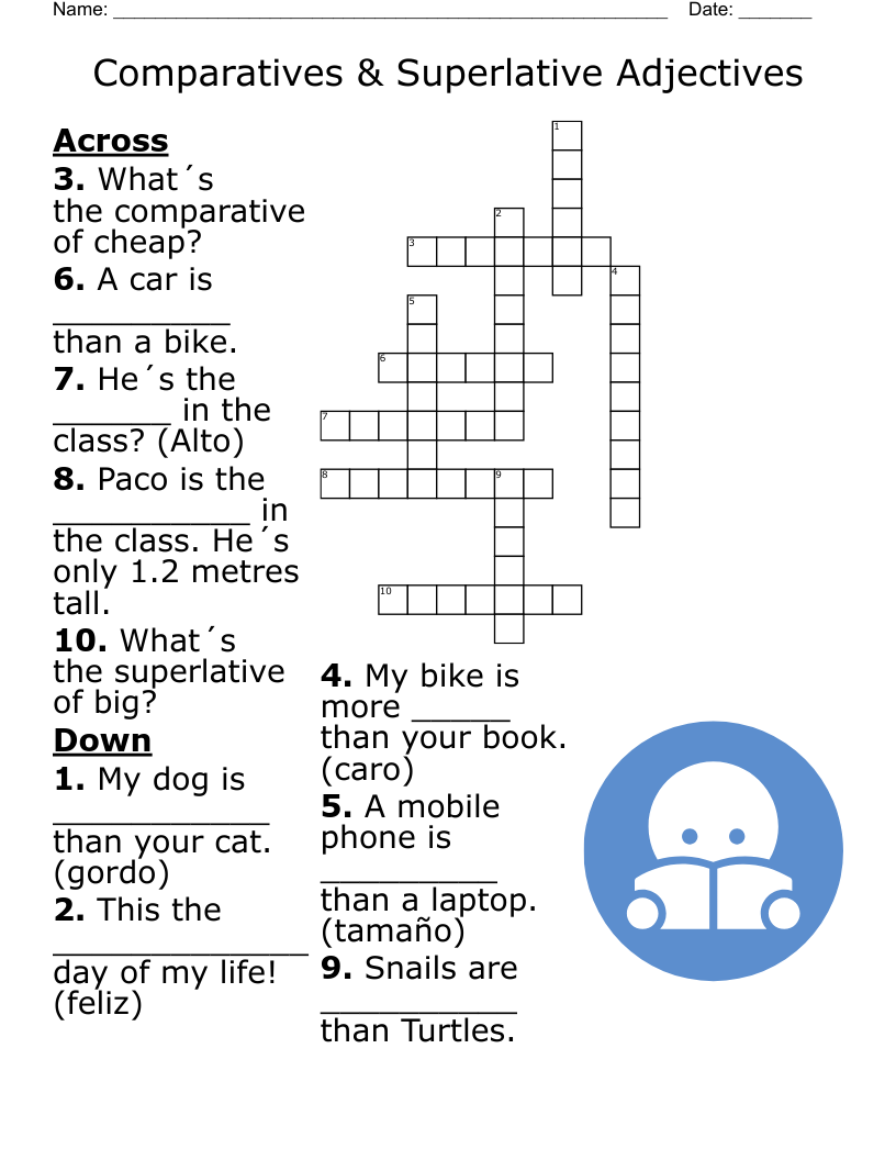 Comparatives & Superlative Adjectives Crossword