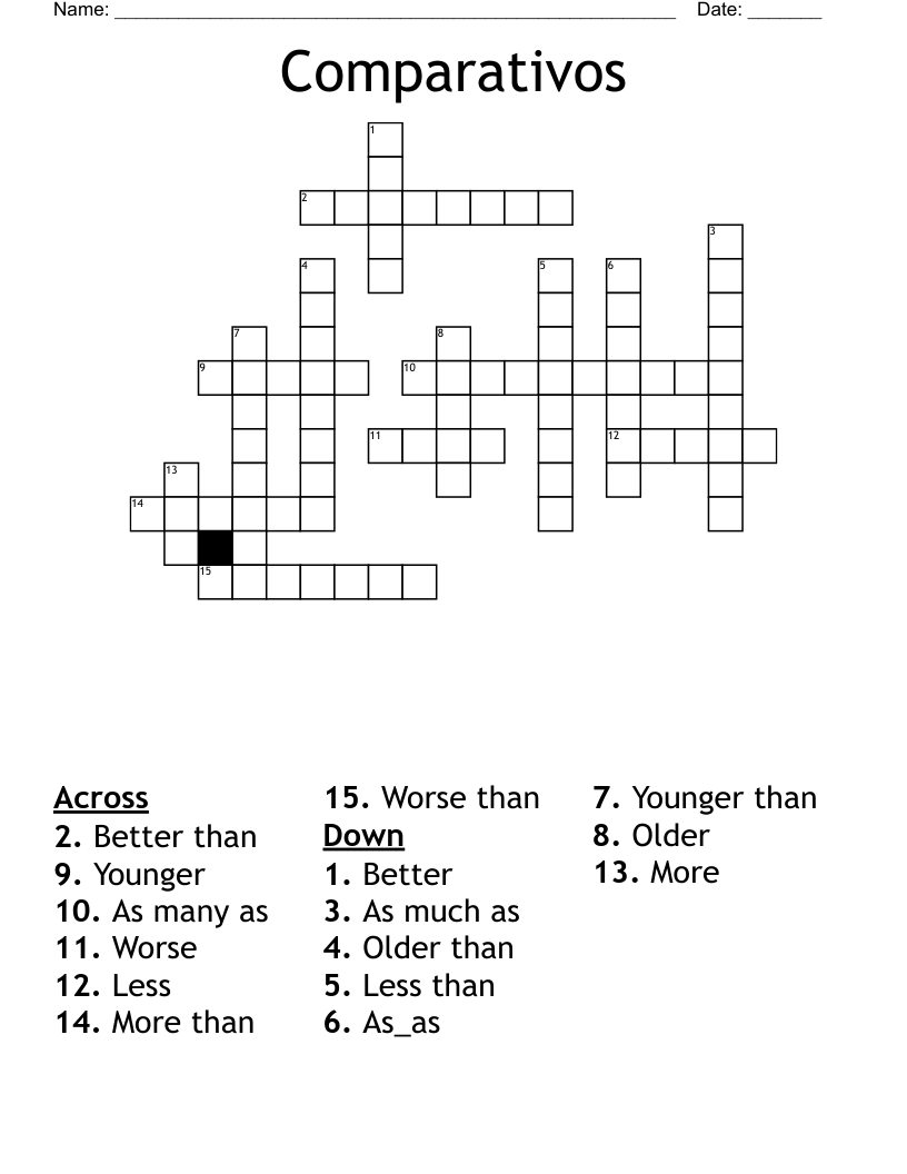 Comparativos Crossword