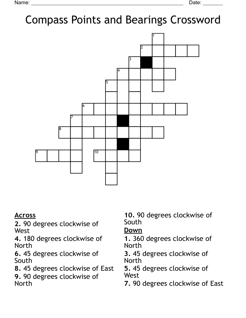 Compass Points and Bearings Crossword