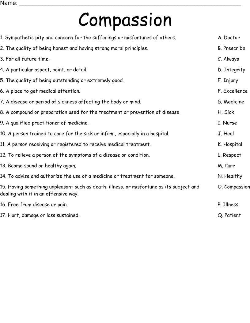 Compassion Worksheet