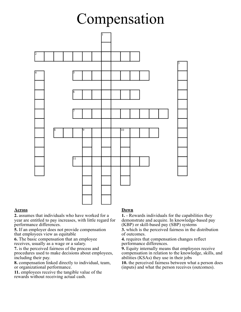 Compensation Crossword