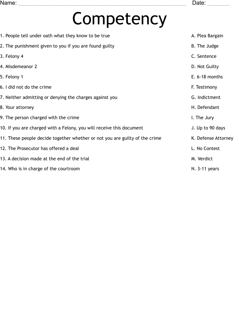 Competency Worksheet