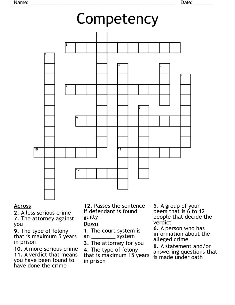 Competency Crossword