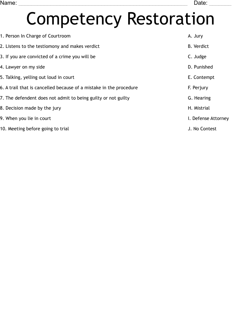 Competency Restoration Worksheet