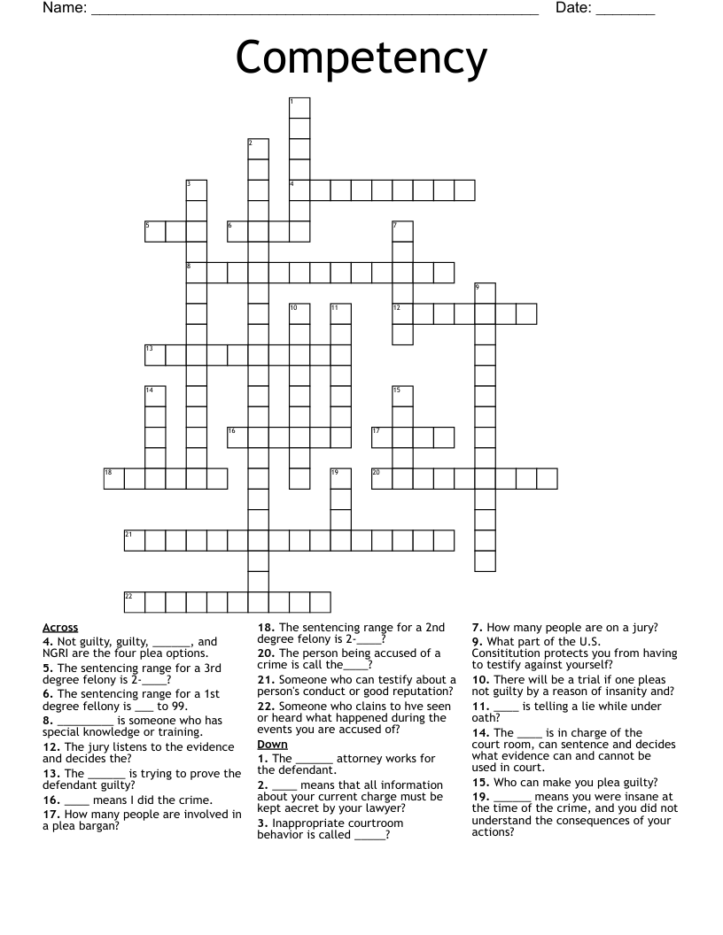 Competency  Crossword