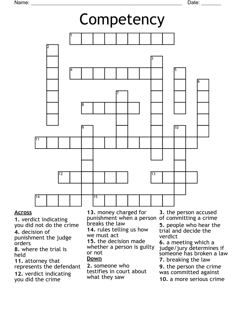 Competency  Crossword