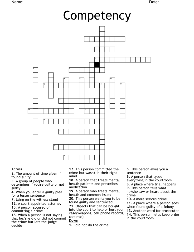 Competency  Crossword