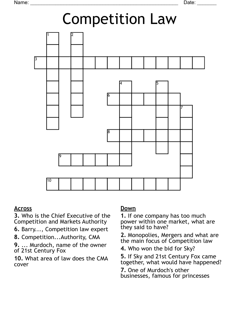 Competition Law Crossword