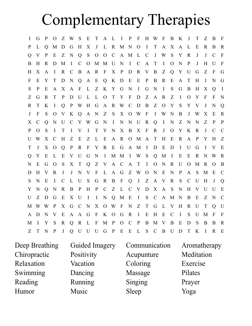 Complementary Therapies Word Search