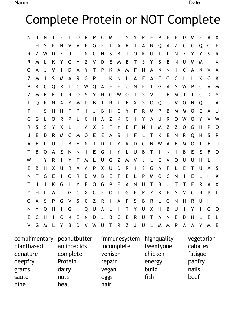 Complete Protein or NOT Complete Word Search