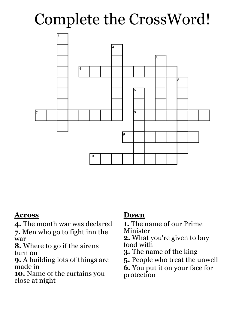 Complete the CrossWord!