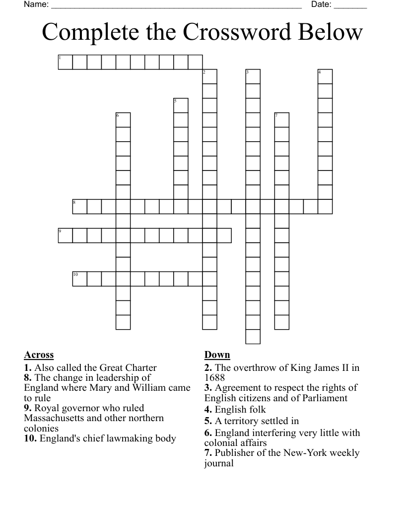 Complete the Crossword Below