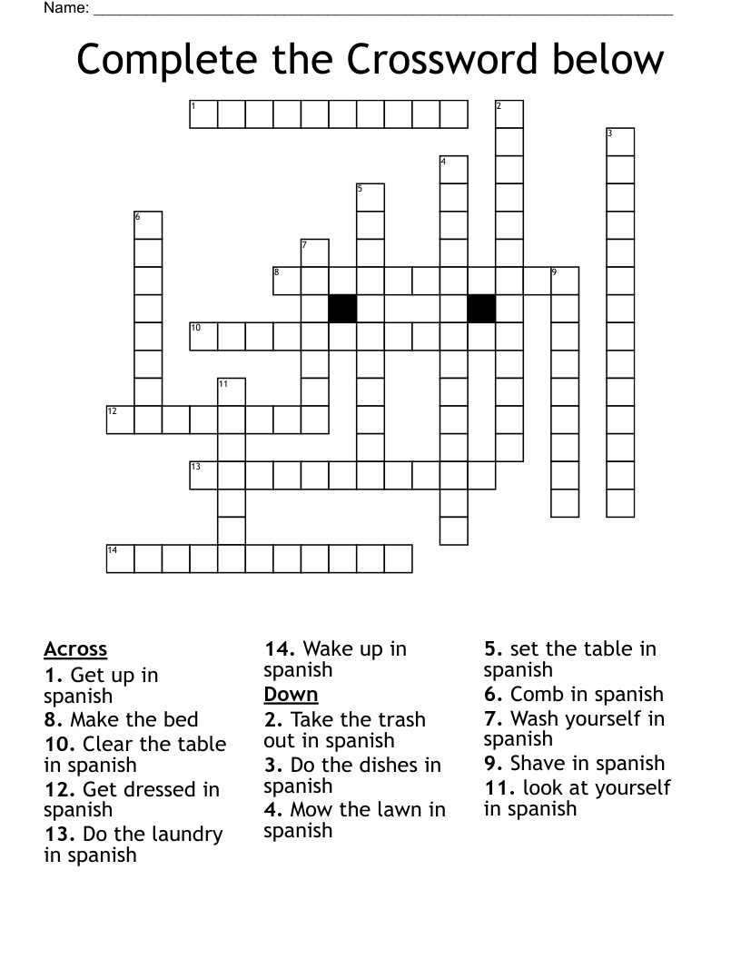 Complete the Crossword below