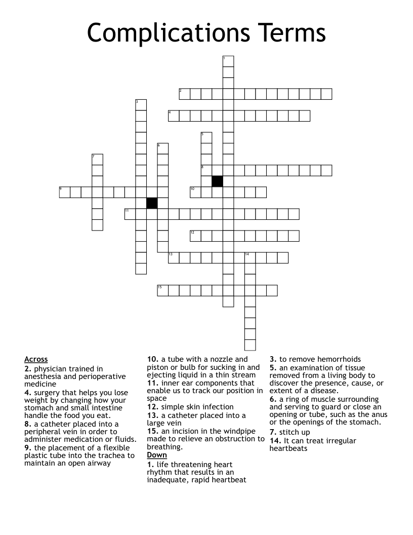 Complications Terms Crossword